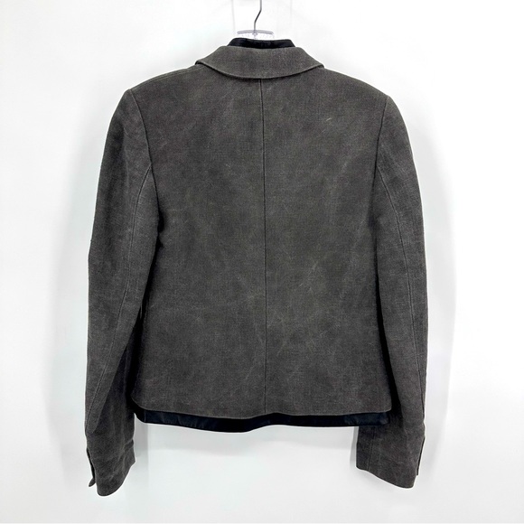 J Brand Zooey Linen Leather Trim Blazer Slate Gray Black Size 4 - Picture 5 of 9